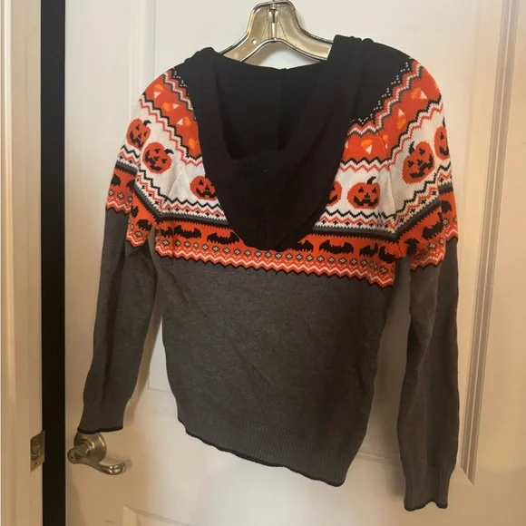 Gymboree Gray and Orange Halloween Zip-Up Sweater Size 12 - Picture 4 of 4